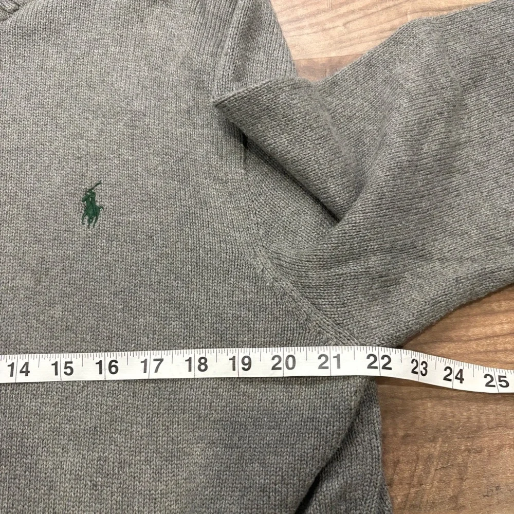Vintage Polo Ralph Lauren Quarter Zip Pullover Mens XL Gray Cotton Sweater